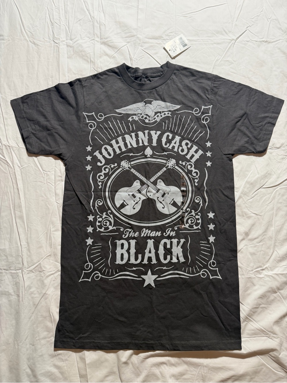 Zion Rootswear Men’s Johnny Cash Graphic T-Shirt Vintage Style Smoke Gray Medium